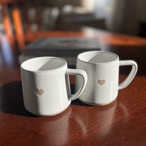 Hearth and hand stoneware set of two heart mugs NEW!